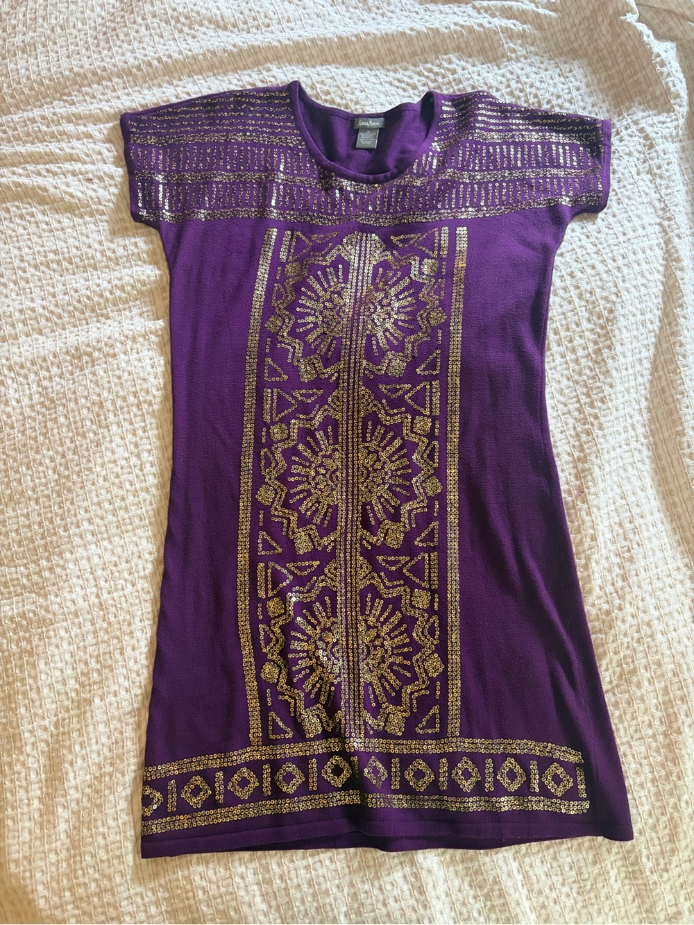 Neiman Marcus Sweater Dress With Gold Sequins